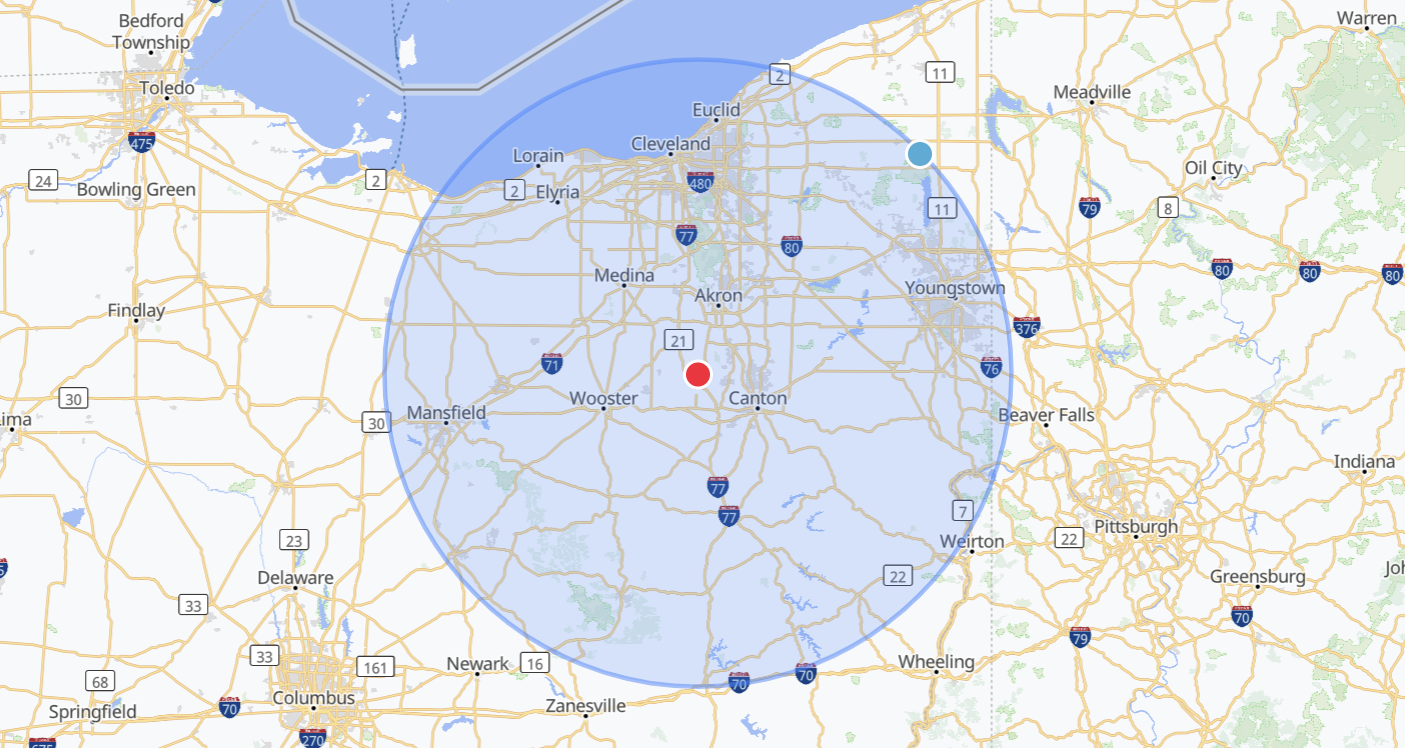 60 mile map
